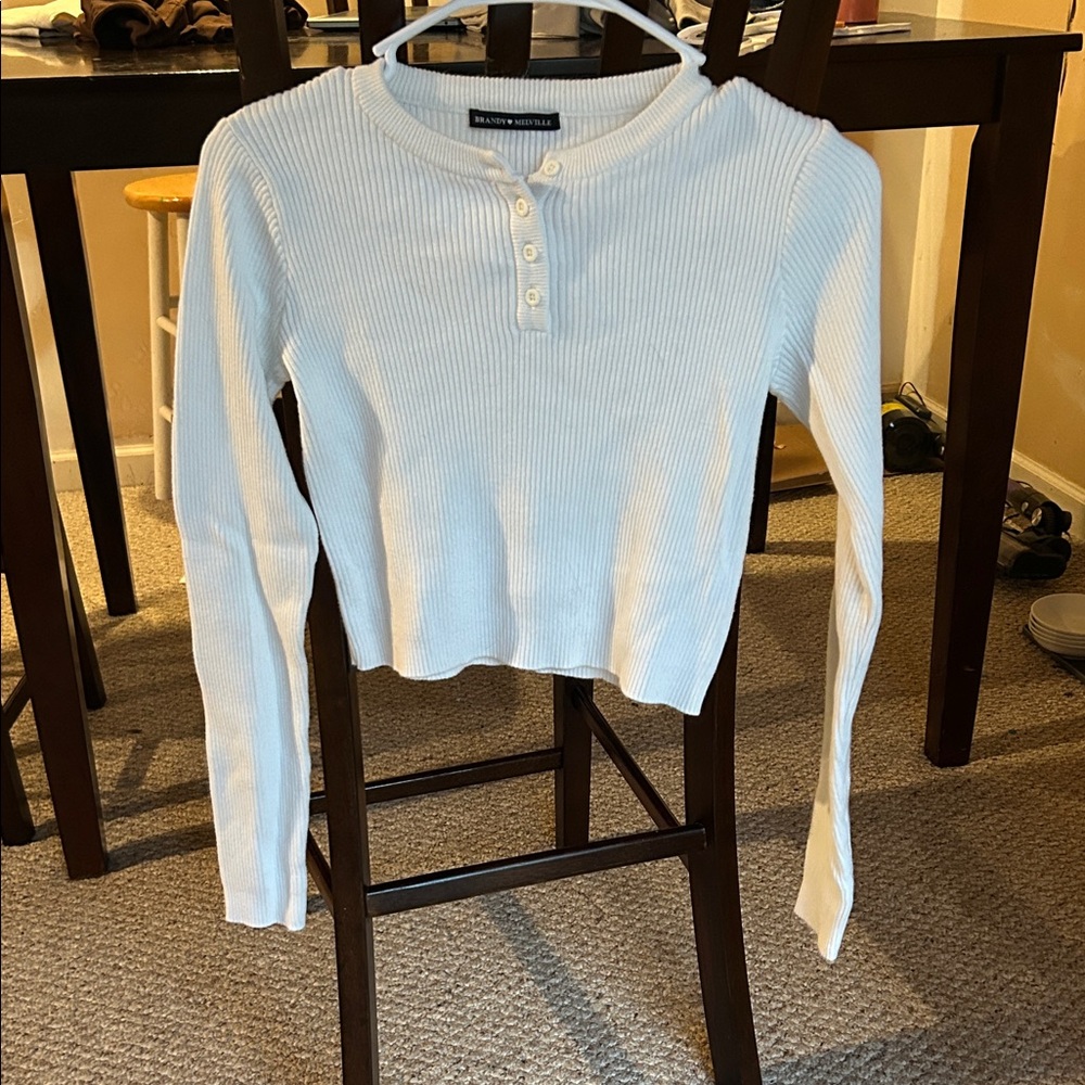 Brandy Melville White Ribbed Sweater
